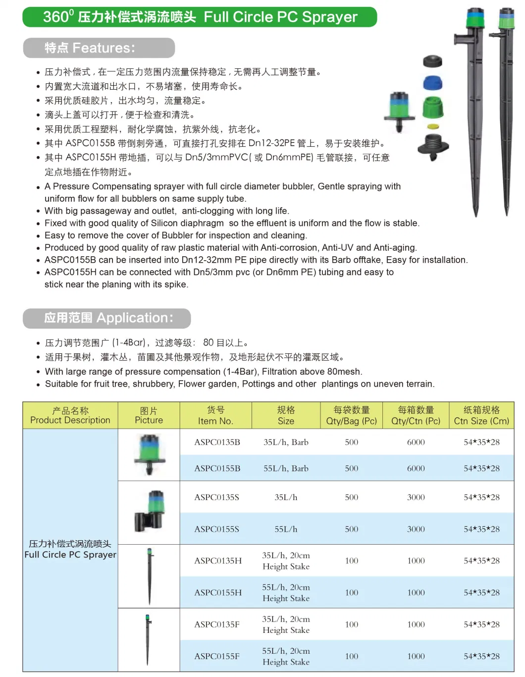 Irrigation Full Circle PC Sprayer Garden Sprinkler