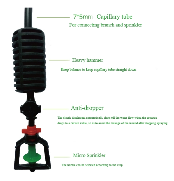 Length 45cm Micro Sprinkler Accessories Anti-Drip Hang Upside Down Set of Four for Drip Irrigation