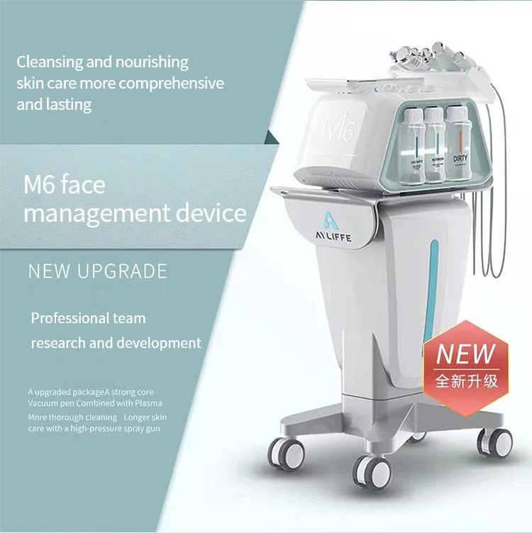 M6 New Design 6 in 1 Hydrogen Oxygen Facial Machine Plasma Acne Removal Multifunction Water Jet Peel Cleanser Pore Clean Micro Bubbles Sprayer