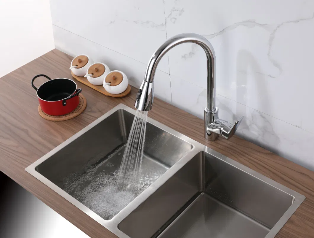 Kitchen Draw All Copper Body Hot and Cold Black Faucet Hidden Sprinkler