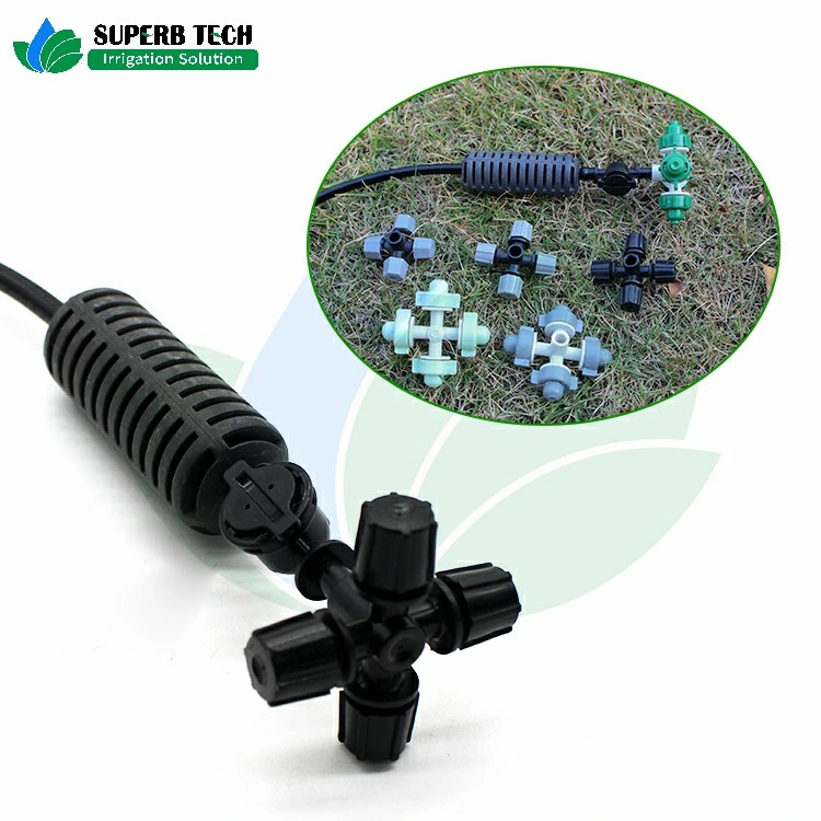 Greenhouse Irrigation System Micro Watering Plastic Four Outlet Fogger Sprayer