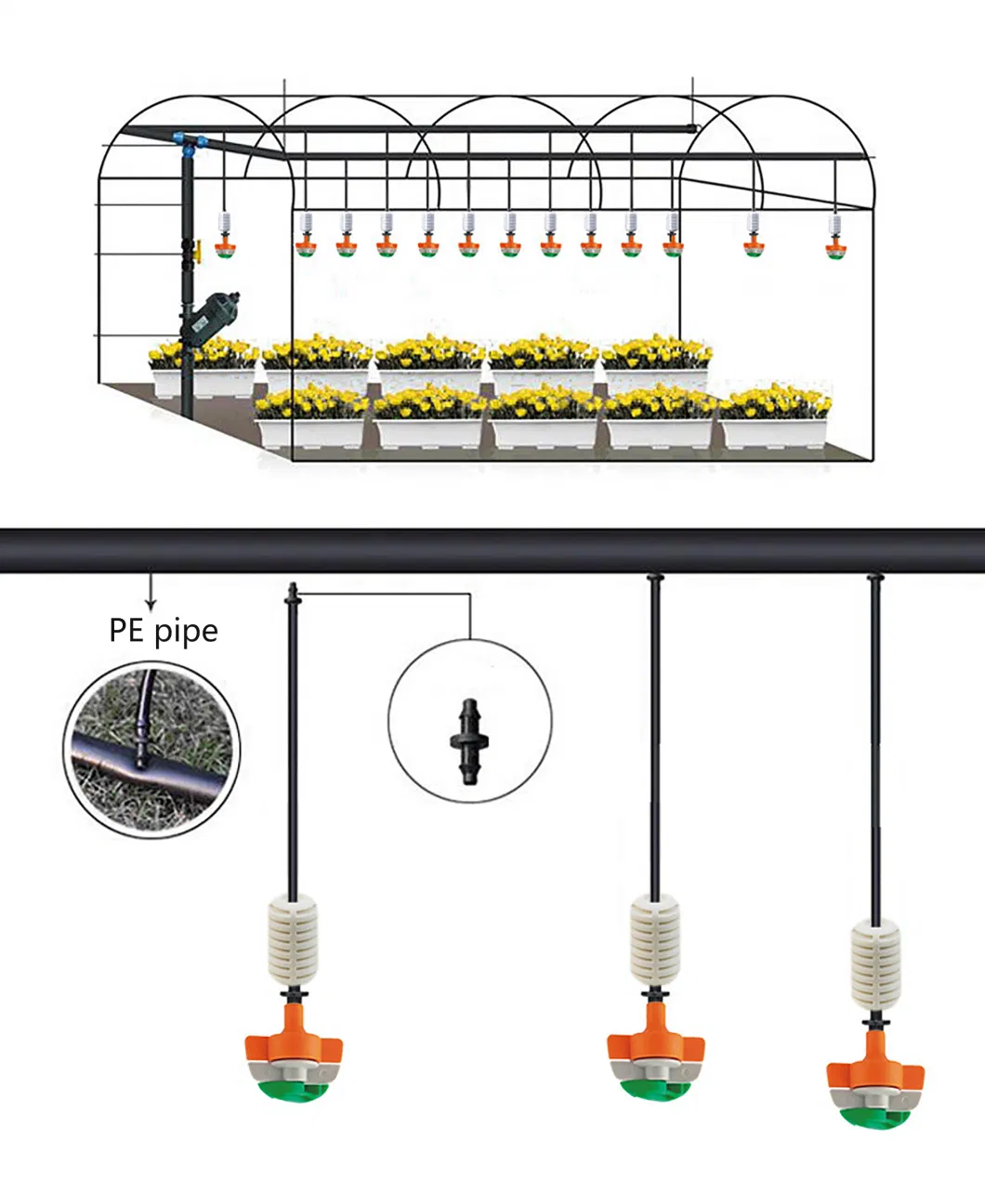 360 Degree Rotating Micro Agriculture Hanging Irrigation Sprinkler Nozzle Automatic Watering Garden Sprinklers