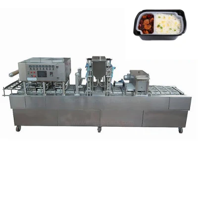  Food Packaging Ready Meals Self-Heating Rice Tray Sealing and Filling Machine