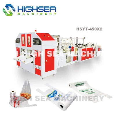  PE Plastic Disposable T-Shirt Bag Storage Wrapping Bags Food Grocery Fruits Vegetables Bread Trash Bag on a Roll Making Machine Manufactory Price