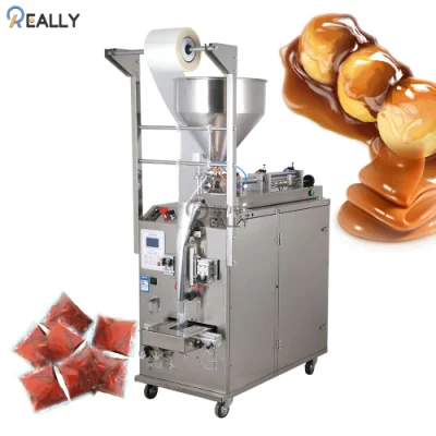 Fully Automatic Mini Pouch Chilli Jam Peanut Butter Honey Sachet Packaging Machine Weighing Filling Nuts Sealing Machine