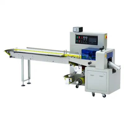 PLC Control Date Ball Protein Bar Automatic Horizontal Wrapper Pillow Packing Machine Cookie Cake Flow Wrapping Machine