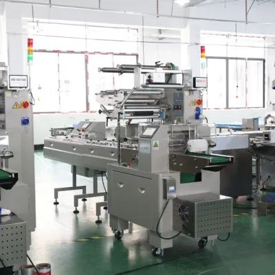  Gas Nitrogen Filling Bread Burger Automatic Flow Wrapping Buns Croissant Donut Horizontal Packing Packaging Machine