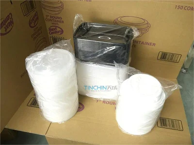 Automatic High Speed Plastic Paper Lunch Box Tray Food Container Biodegradable Plastic Lid Cover Filing and Sealing Packing Packaging Machine