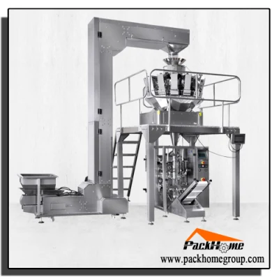  Dried Fruit Food Pasta Noodle Cheese Plantain Maccarroni Potato Chips Gusset Bag Multihead Weigher Filling Bagging Packaging Packing Machine