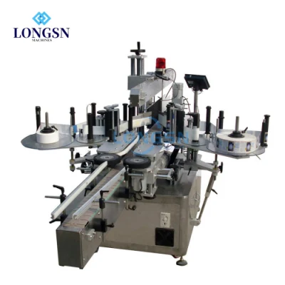  Automatic Two Heads Square Round Flat Butter Detergent Bottle Sticker Auto Adhesive Wrap Bottle Shampoo Labeling Machine