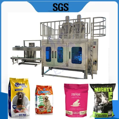  Automatic Open Mouth Heavy Bag 10kg 20kg 25kg 50kg Pet Treats Feed Poultry Fertilizer Pet Food Seeds Bagging Filling Sealing Woven Bag Packaging Packing Machine