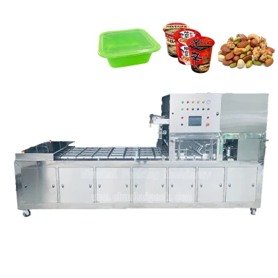  Drinks Linear Food Box Heat Full-Automatic Sealing Lunch Rice Chicken Tray Packing Machine