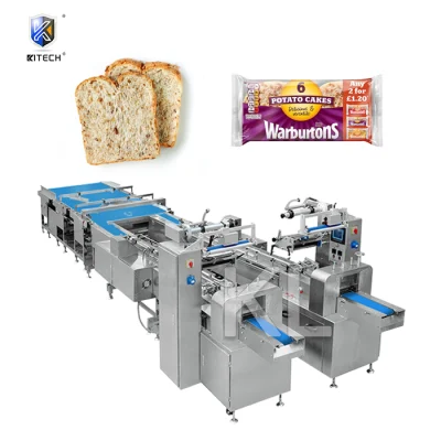  Kl Customized Automatic Slicing Form Fill Seal Wrapping Flow Packaging Packing Filling Sealing Machine Lines for Bread Buns
