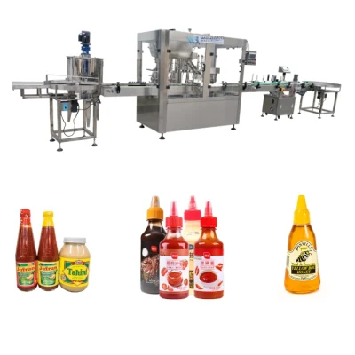 Full Automatic Tomato Paste Hot Sauce Honey Jar Ketchup Bottle Filling Machine