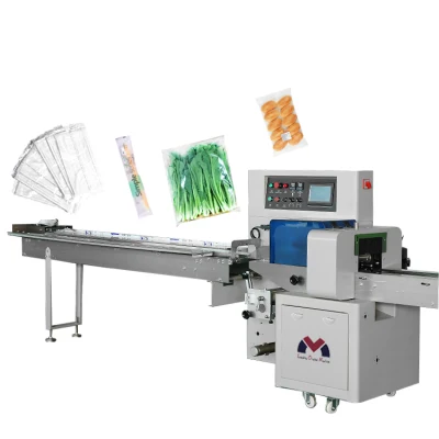 Bakery, Gummy, Candy, Cookies Horizontal Flow Pack Wrapper (HHFS) Food Industry Packing Machinery Wrapping Machine