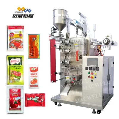  Automatic Vertical Vffs Ketchup/Tomato Paste/Sauce Pouch Packing Machine Filling Sealing 10-100g Small Sachet Mayonnaise/Jam/Salt in Custom Bag Self-Tech