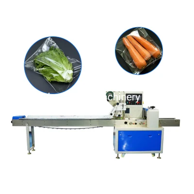  Automatic Horizontal Biscuits Cake Bread Candy Vegetable Cookies Chocolate Bar Flow Wrapping Pillow Packing Machine Food Packaging Machine
