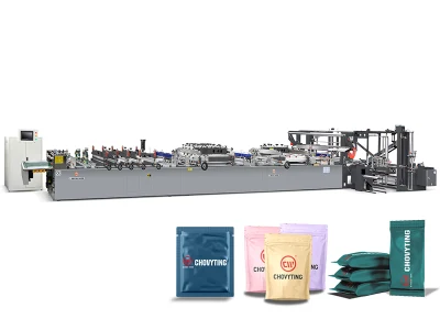  3 Side Sealing Square Bottom Snack Packaging Bag Zipper Self Standing up Doypack Pouch Bag Making Machine