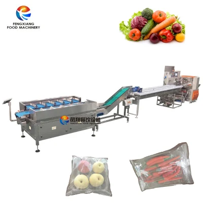  Vegetable Fruit Orange Lettuce Carrot Cucumber Weighting Flow Wrapping Shrink Packing Machine