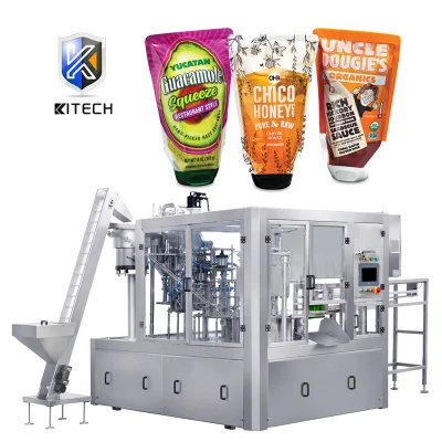  Automatic Rotary Packaging Sealing Fruit Juice Ketchup Honey Pouch Liquid Envasadora Doypack Packing Machine