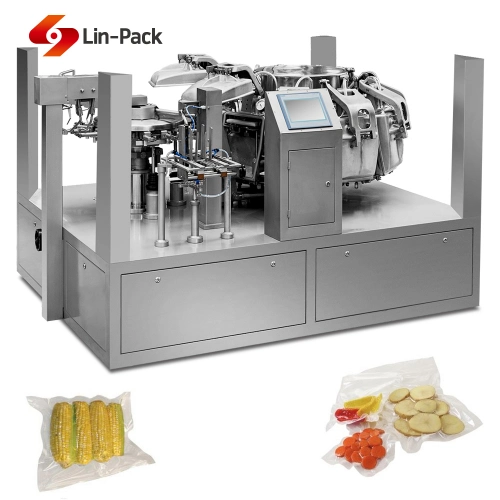 High Speed Rotary Small PE Pouch Dried Ready to Eat Fish Meat Tofuvacuum Food Snack Packaging Machine