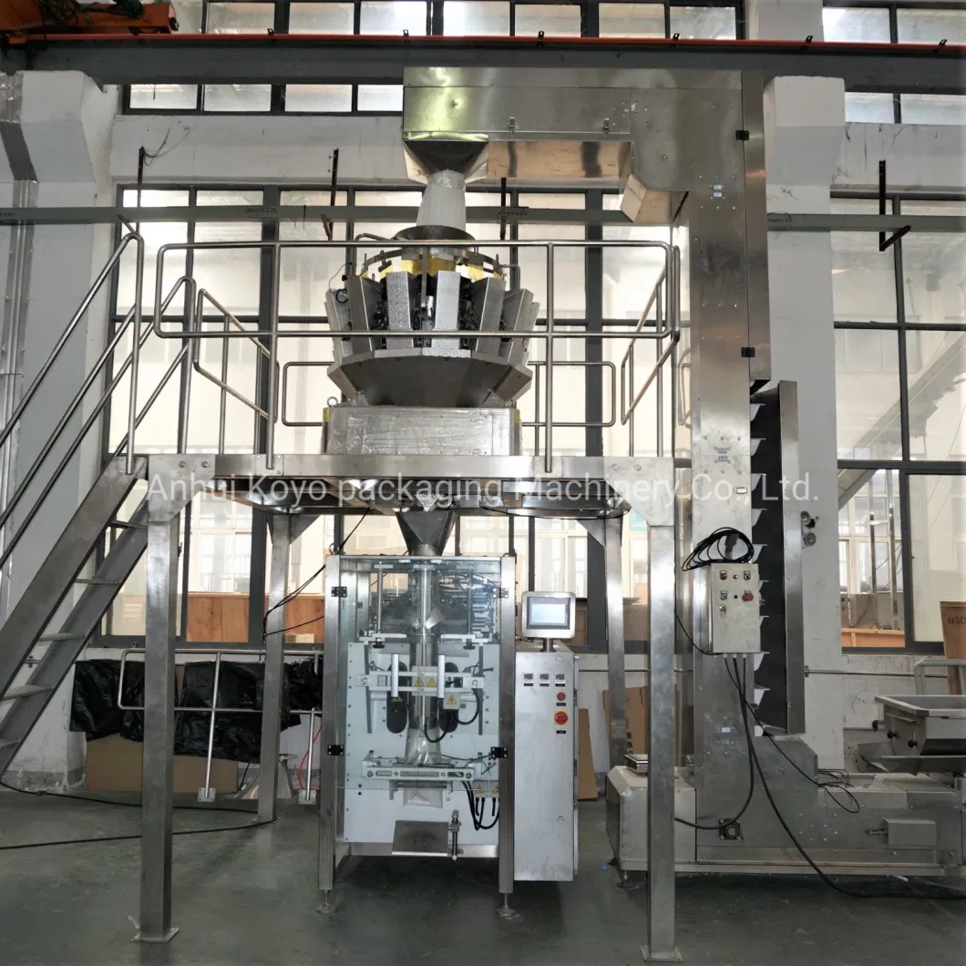 Ky420d Vffs Nitrogen Filling Fried Fish Skin Chips Packing Machine, Automatic Forming Packaging Sealing Date Printing