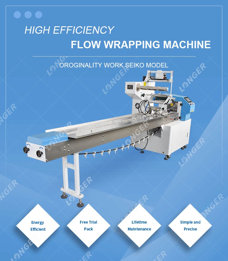China Trade Cookie Film Pack Making Flat Package Filling Packing Stick Biscuit Flow Wrap Machine for Food