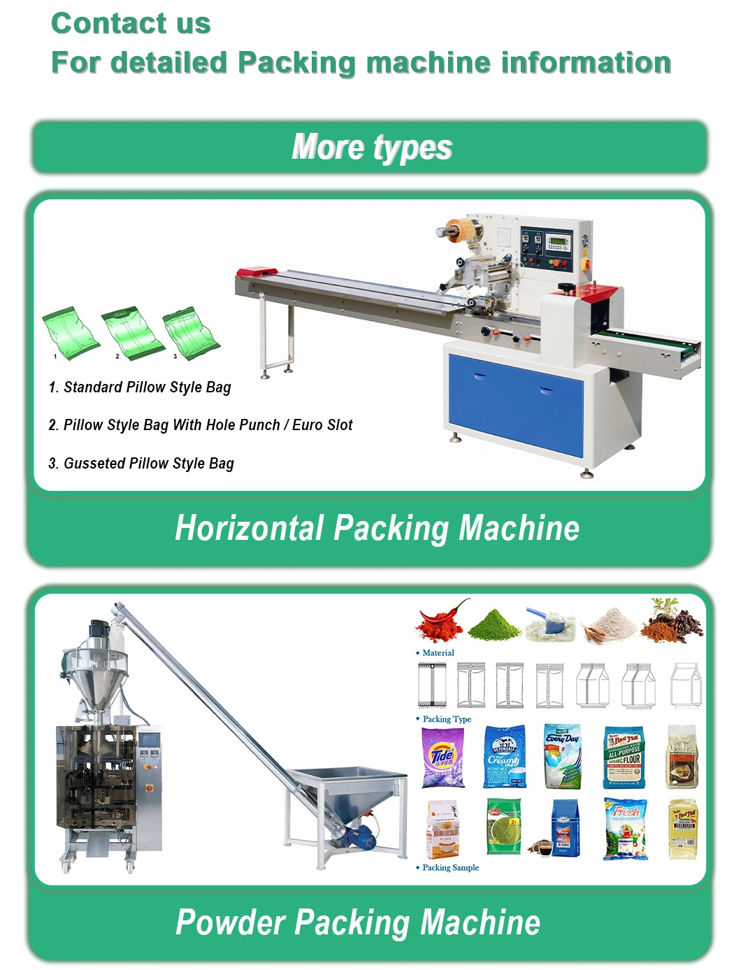 Greatly Admired Automatic Food Packaging Machine for Frozen Hambur + Food Powder Packaging Machine 25kg + Food Powder Packaging Machine