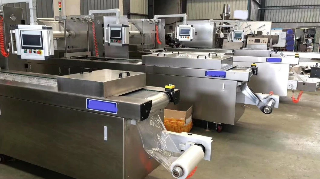 Ce Certified Fully Automatic Flexible Film Rigid Film Thermoforming Vacuum Packaging Machine for Food Chemical Products