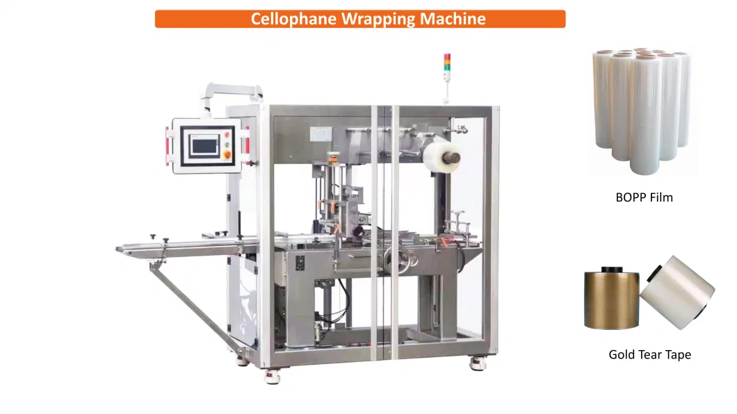 Automatic Food Spice Sugar Tea Curry Box BOPP Film Cellophane Wrapping Packing Machine with Easy Tear Tape