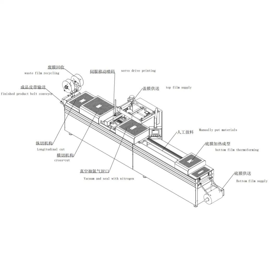 Thermoforming Sealing Pillow Food Sealer Meat External Skin Vacuum Skin Packaging Machine