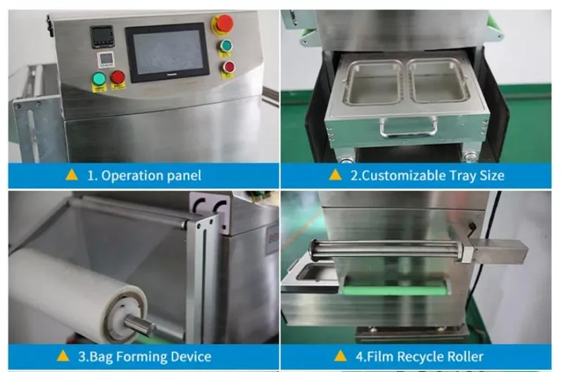 Vacuum Skin Packaging Machine Nitrogen Food Meat Tray Sealer Food Tray Sealing Machine for Dry Tofu Fruit Egg Packaging Machines