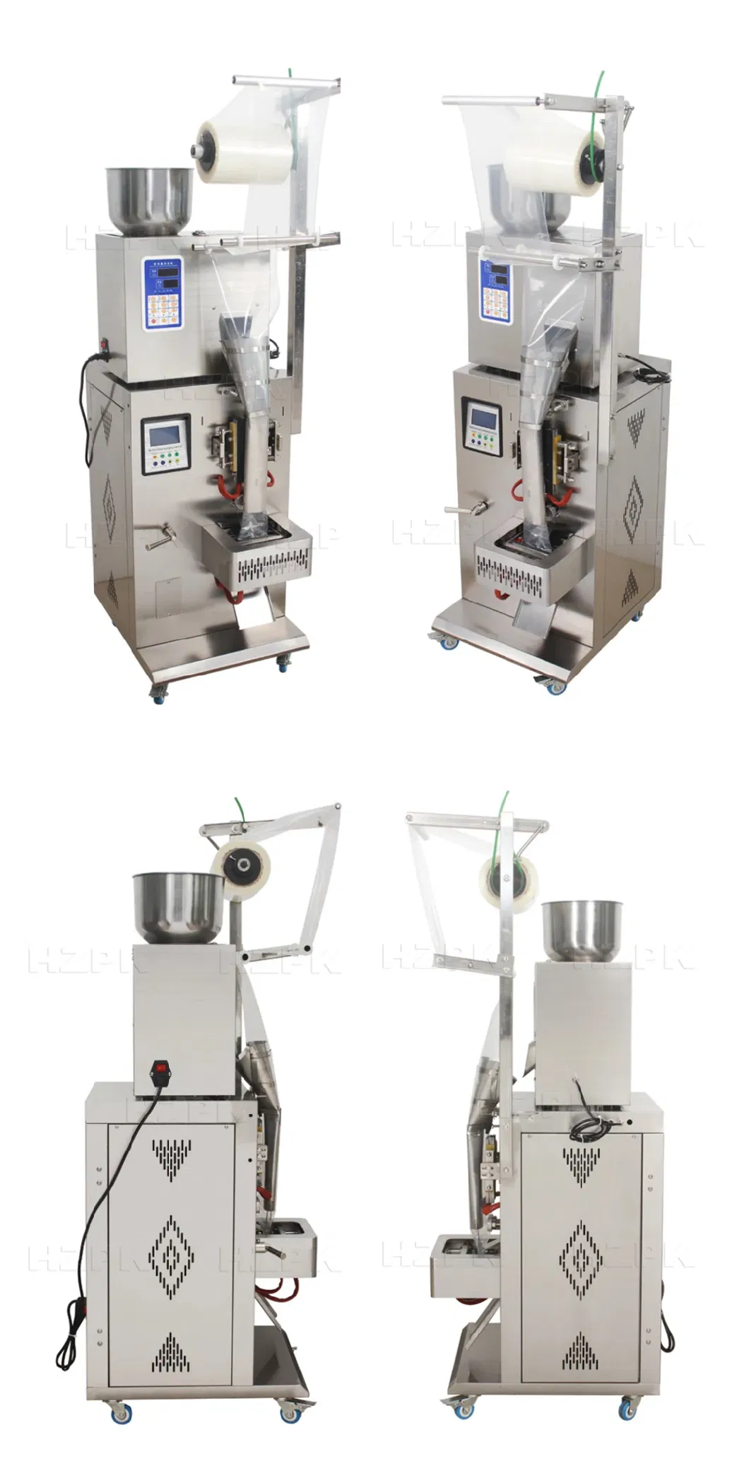 Hzpk Vertical Automatic Small Paper Tea Bag Plastic Food Salt Granule Sachet Multi-Function Weighing and Packaging Machines for Small Business