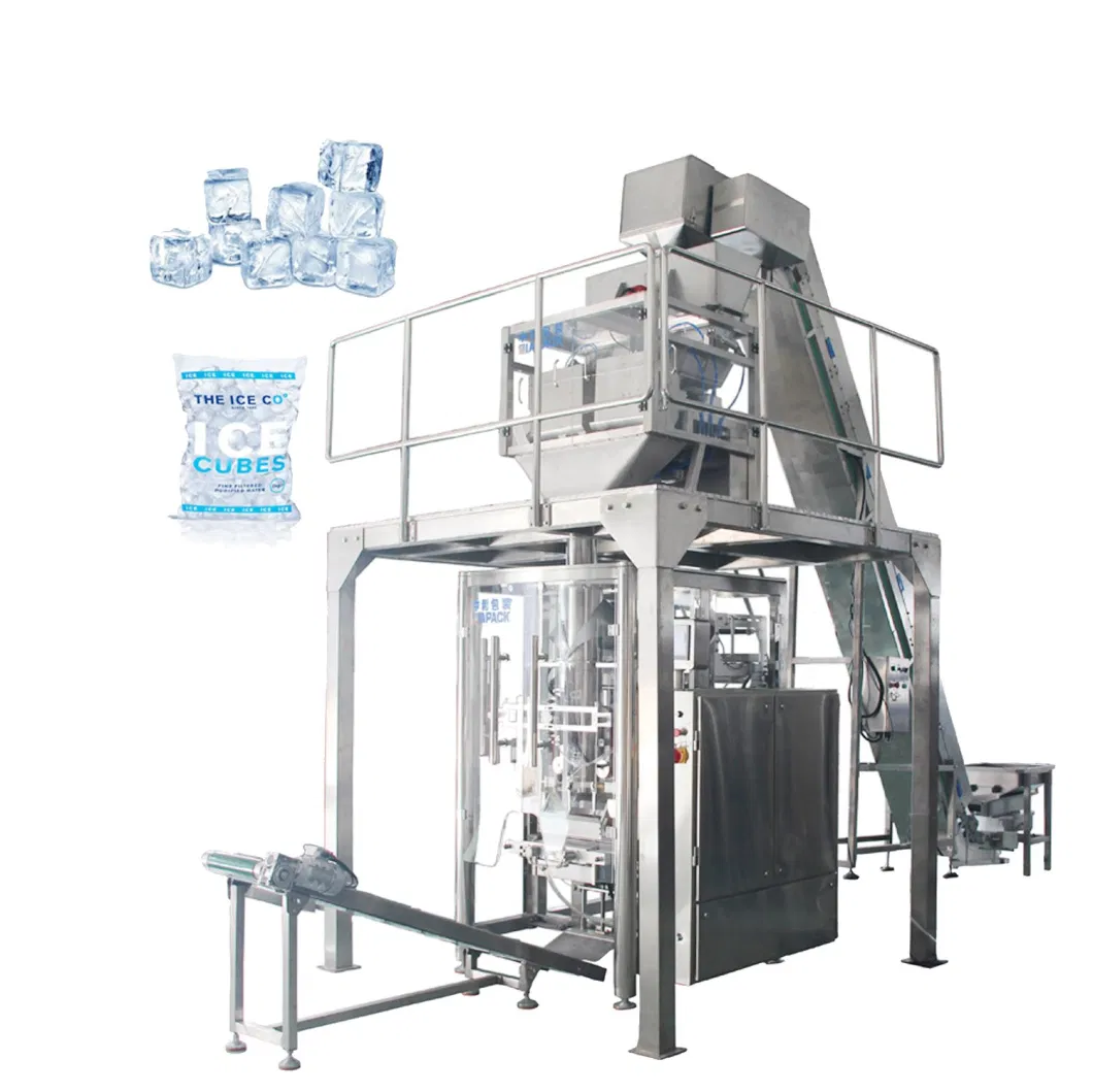 Automatic Plastic Bag Vffs Vertical Multi-Function Weighing Filling Sealing Packaging Packing Machine for 1-10kg Ice Cube, Ice Tube, Frozen Food, Granule