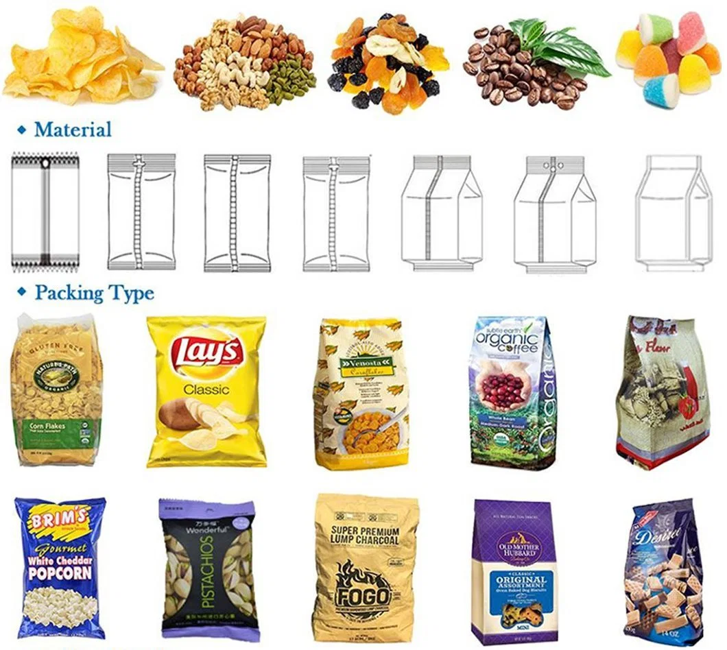 Automatic Puffed Food Grains Weighing Pillow Bag Vffs Packing Machine