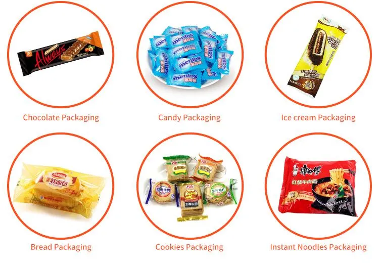 Biscuit Chocolate Cake Products Pillow Bag Automatic Flow Packing Wrapping Machine