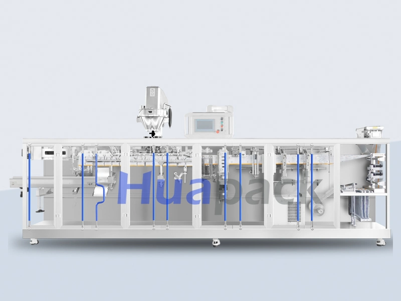 Automatic Hffs Horizontal Duplex Plastic Bag Milk Gummy Candy Liquid Sauce or Powder Tea Sachet Pouch Filling Sealing Packaging Packing Machinery for Food
