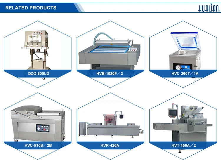 Hvt-240ts Hualian Small Size Food Meat Map Tray Sealer Vacuum Film Skin Thermoforming Packaging Sealing Machine