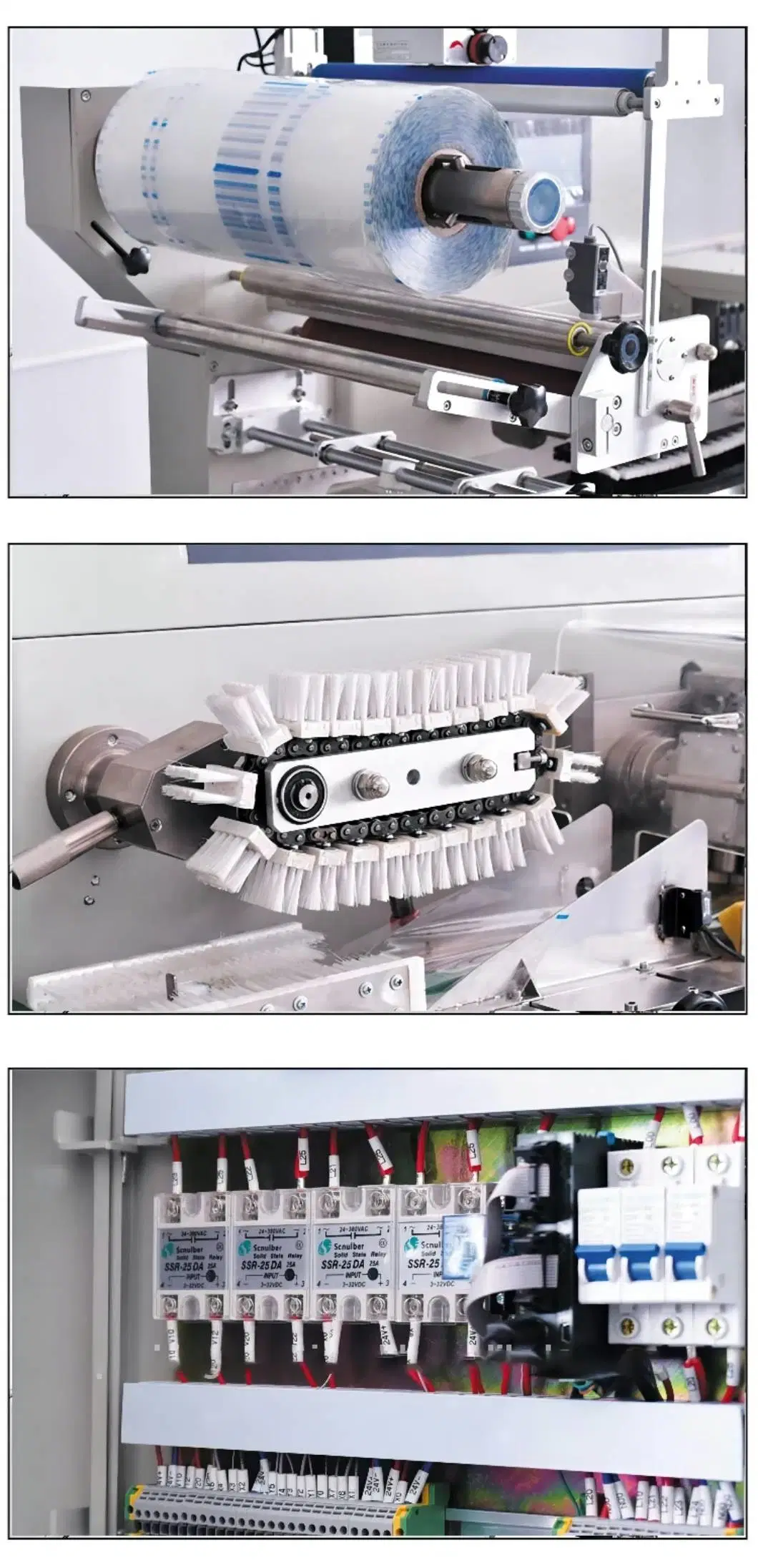 PLC Control Date Ball Protein Bar Automatic Horizontal Wrapper Pillow Packing Machine Cookie Cake Flow Wrapping Machine