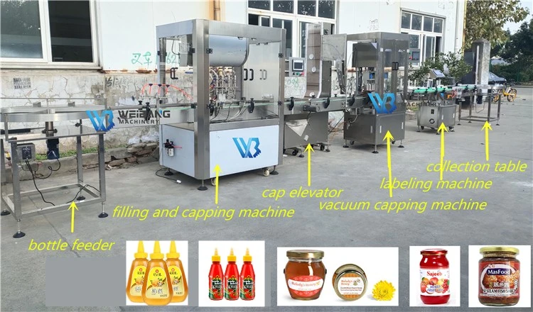 Full Automatic Tomato Paste Hot Sauce Honey Jar Ketchup Bottle Filling Machine