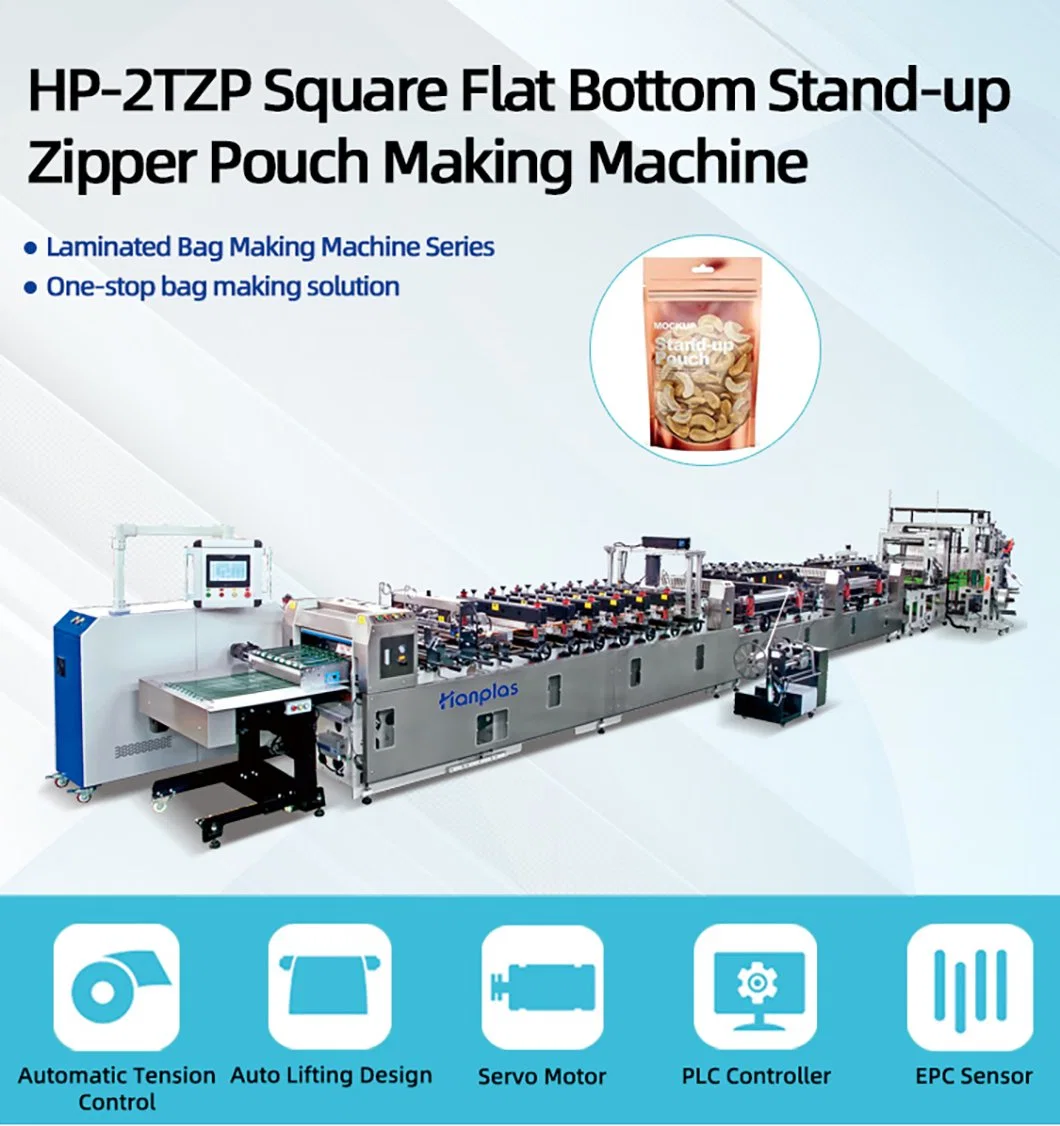 HP-2tzp Automatic Laminated Pouch Bean Fruit Meat Food Snack Packaging Pouch 3 Side Sealing Plastic Vacuum Bag Making Machine