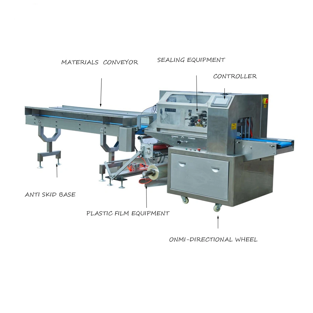 Vegetable Fruit Snack Flow Wrapping Pillow Sandwich Hamburger Packing Machine Bag Wrapper Sealing Packaging Machinery