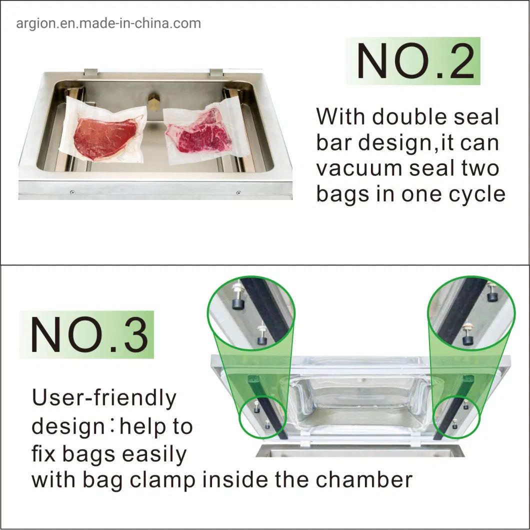 Kitchen Equipment Commercial 2 Seal Bar Standing Vacuum Packing Machine for Liquid Food