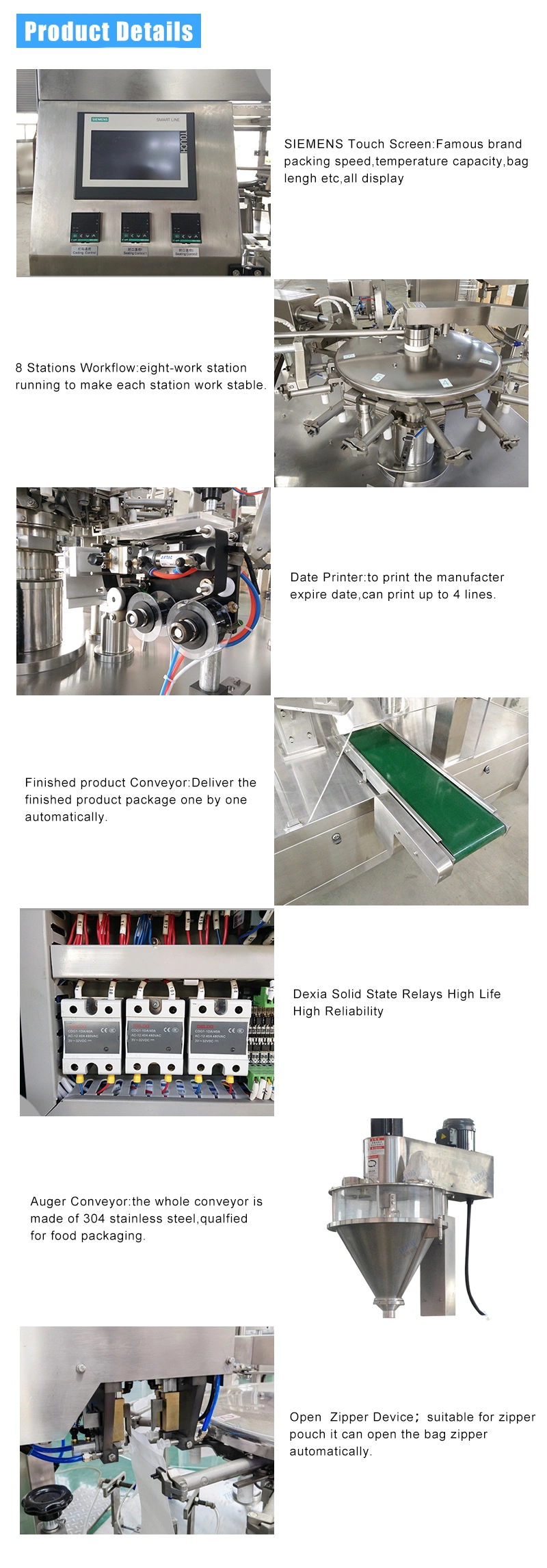 Multi- Function Vffs Food Weighing Filling Packing Machine Snack Food Packaging Machine Rice Nuts Sugar Granule Pouch Bag Wrapping Packaging Machine