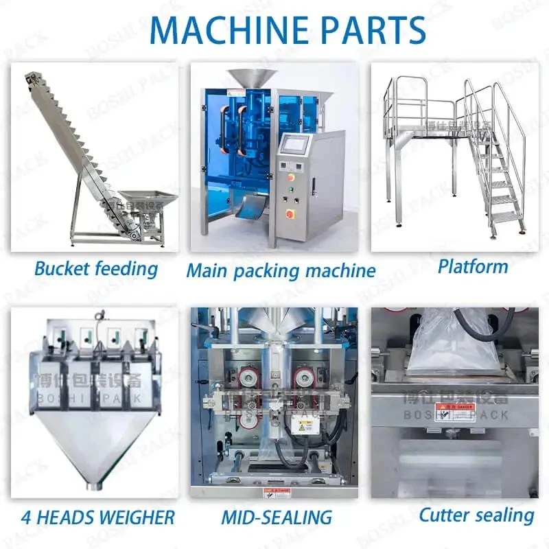 Snacks Multiheads Weigher Packing Machine to Pack Chips Soya Chunks Multi Head Full Packaging Machine for Soya Chunks