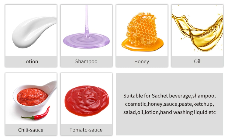 Small Automatic Chili Sauce Lotion Shampoo Paste Dishwashing Liquid Vinegar Cosmetic Gel Ketchup Mayonnaise Honey Jelly Sachet Packaging Packing Filling Machine