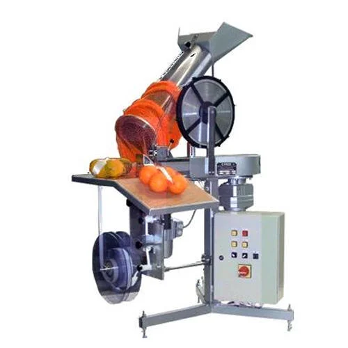 Farm Garlic Ginger Mesh Bag Packing Staple Machine/Foot Pedal Sausage Snack Food Net Bag Packer Labeling Sealing Machine