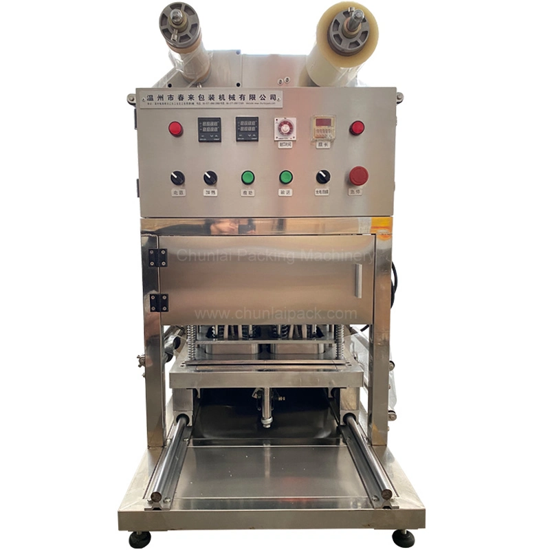 Smoked Food Tray Ready Meal Fish Shrimp Pasta Poultry Vertical Type Tray Vacuum Skin Packaging Machine