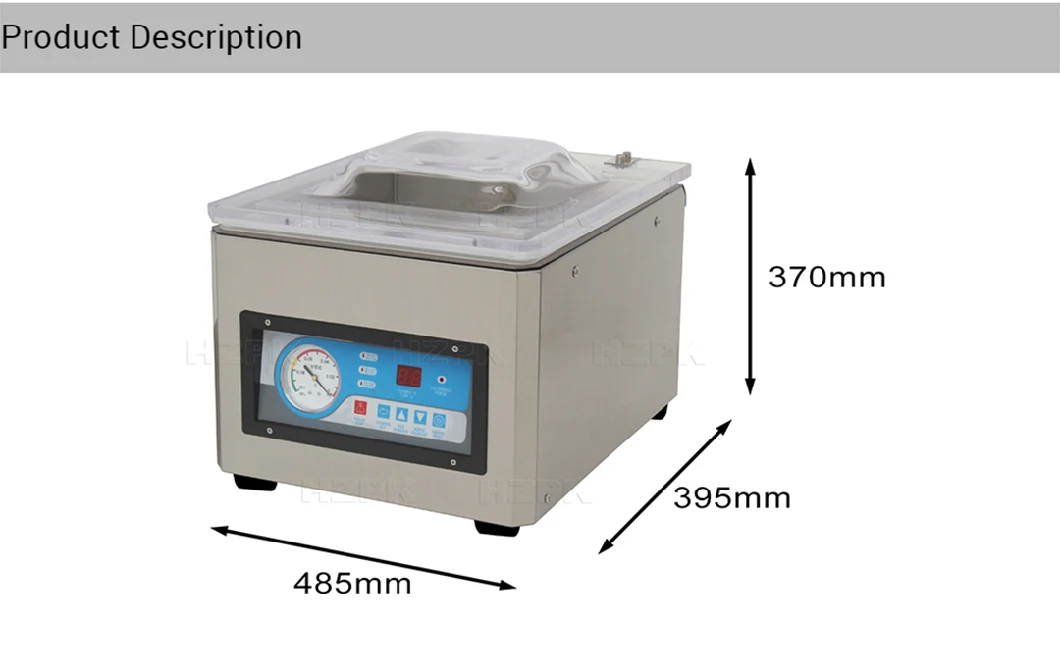 Hzpk Commercial Vacuum Packaging Machine for Meat Desktop Single Chamber Vacuum Machine