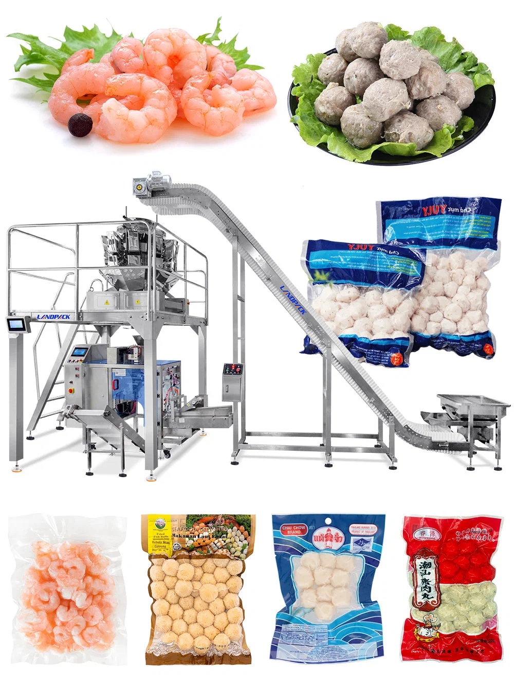 Automatic Horizontal Vacuum Doypack Premade Pouch Fish/Beef Ball Packaging Machine